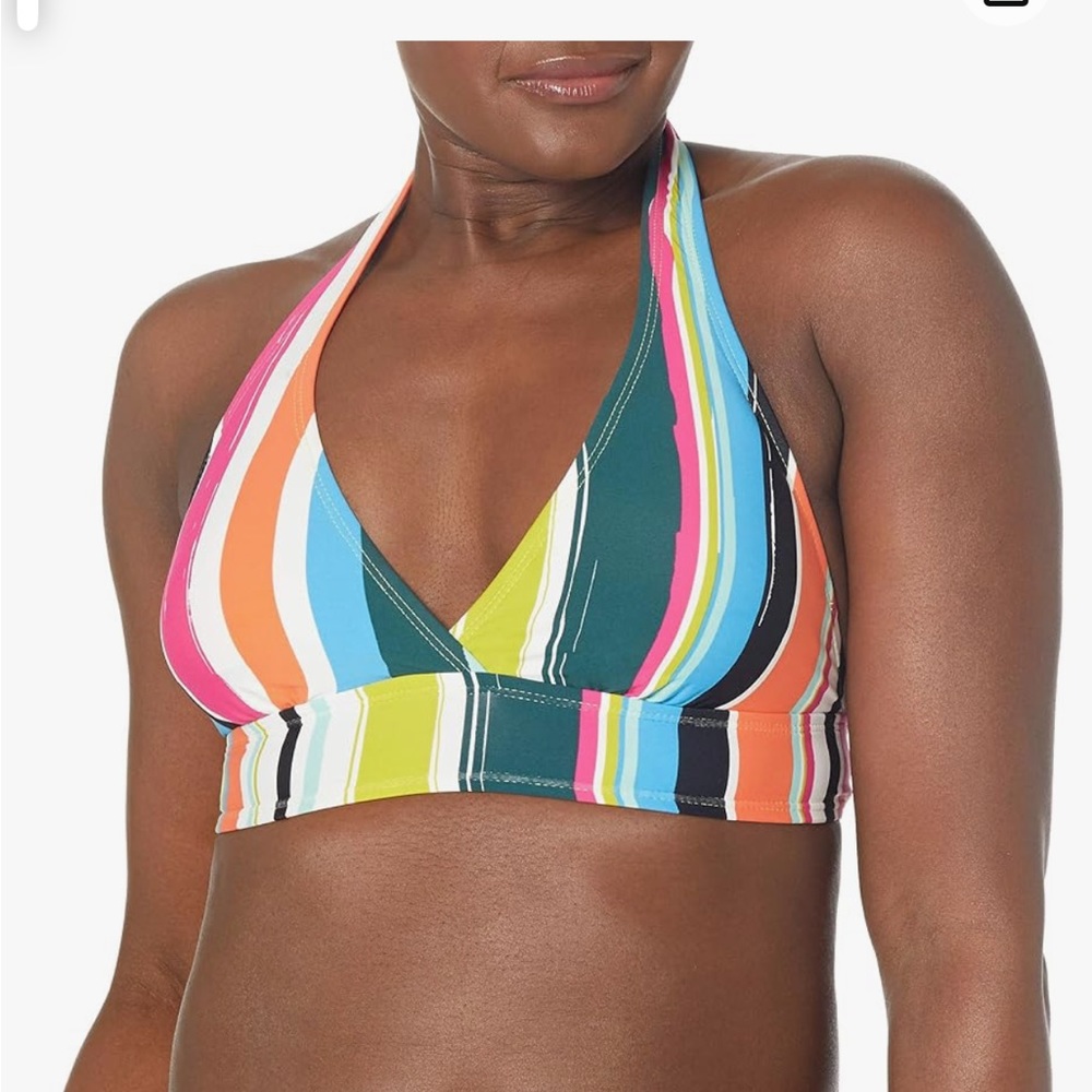 Anne Cole Multicolor halter bikini top, size S, NWT, MSRP $58